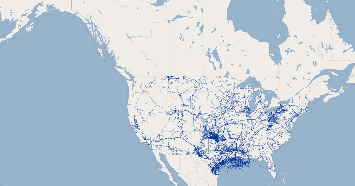 U.S. Natural Gas Pipelines - United States of America  GIS Map Data 