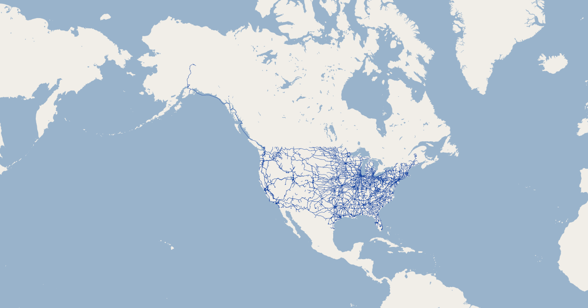 US Rail Lines - North America | GIS Map Data | US Bureau of ...